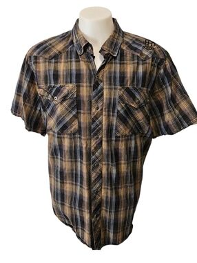 Harley Davidson Button Down Shirt Plaid Eagle Embroidered Men's Size 2XL